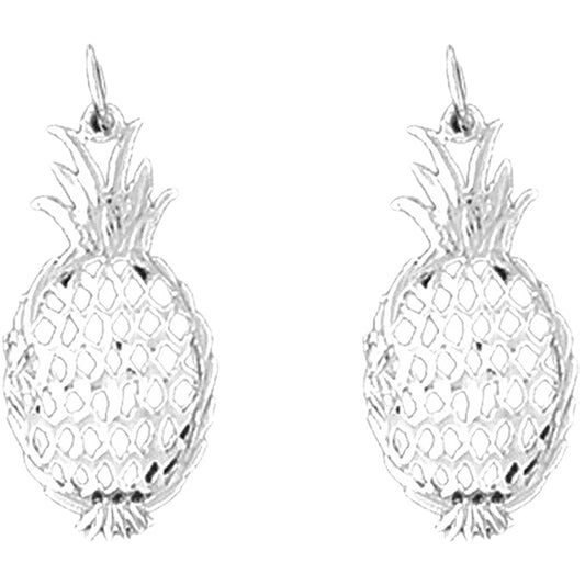 Sterling Silver 26mm Pineapple Earrings
