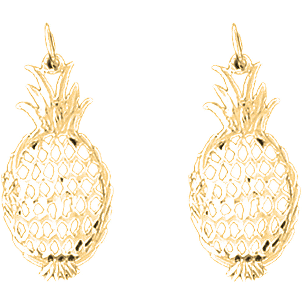 14K or 18K Gold 26mm Pineapple Earrings
