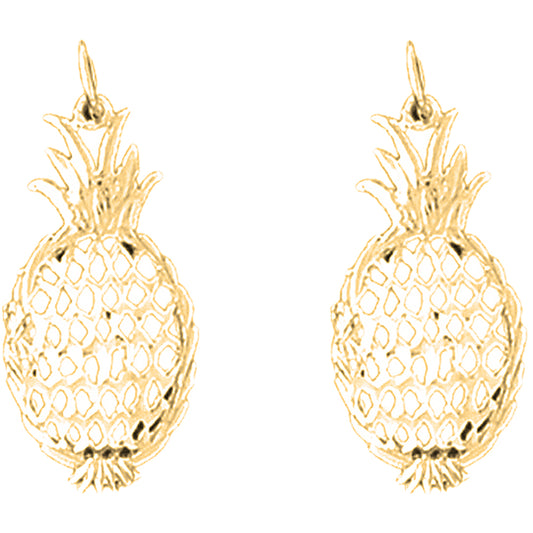 Yellow Gold-plated Silver 26mm Pineapple Earrings