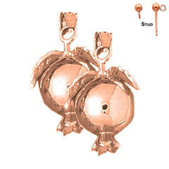 14K or 18K Gold 3D Pomegranate Earrings