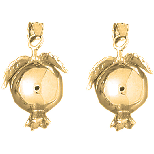 Yellow Gold-plated Silver 22mm 3D Pomegranate Earrings