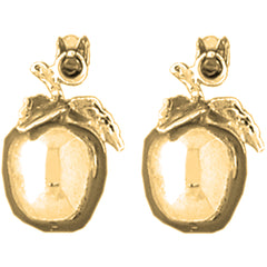 Yellow Gold-plated Silver 18mm 3D Apple Earrings