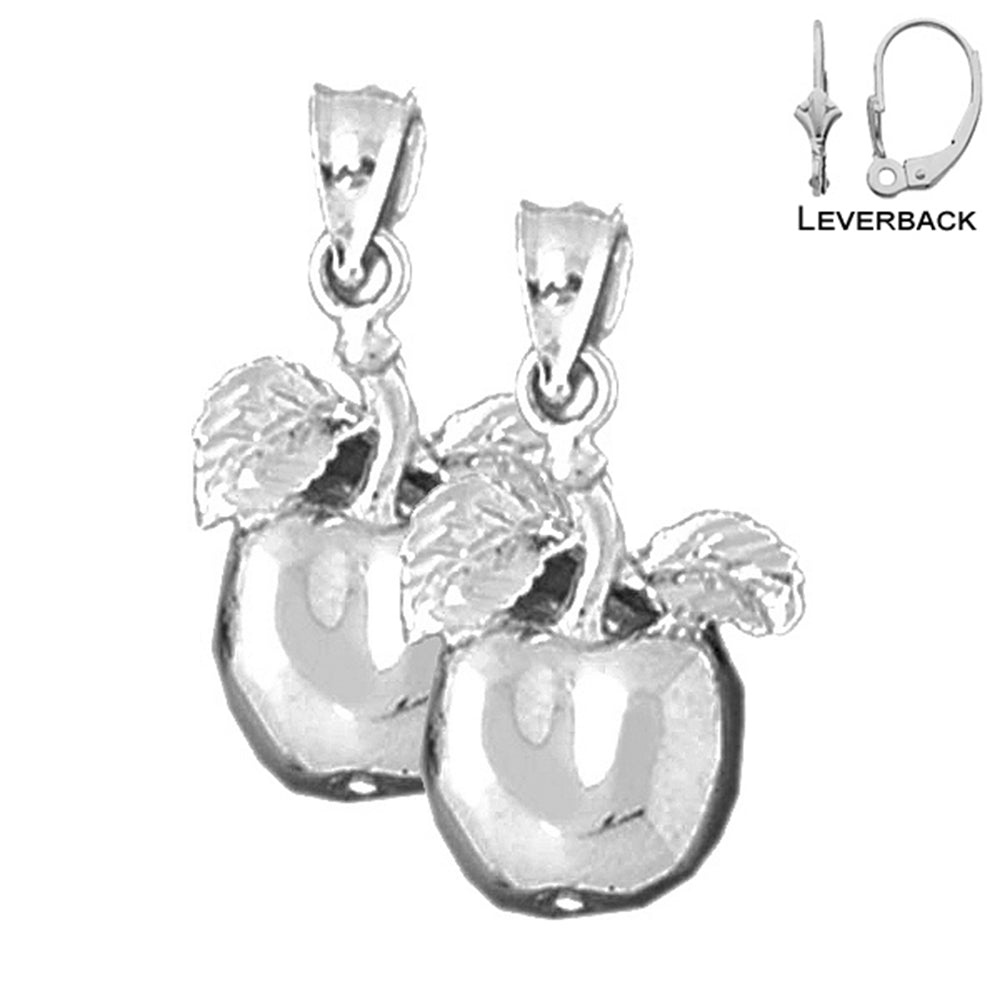 Sterling Silver 23mm Apple Earrings (White or Yellow Gold Plated)