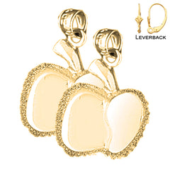 Sterling Silver 22mm Apple Earrings (White or Yellow Gold Plated)
