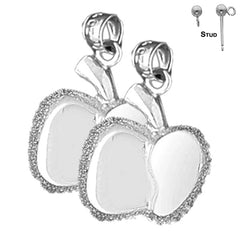 Sterling Silver 22mm Apple Earrings (White or Yellow Gold Plated)