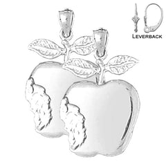 Sterling Silver 26mm Apple Earrings (White or Yellow Gold Plated)