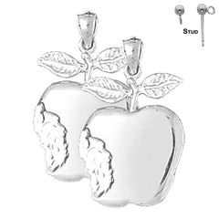 Sterling Silver 26mm Apple Earrings (White or Yellow Gold Plated)