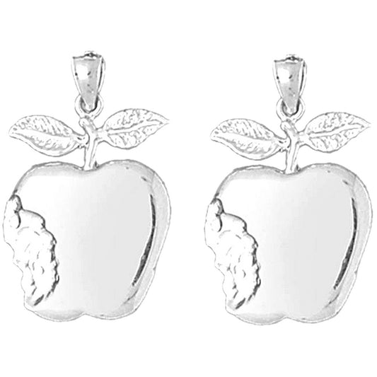 Sterling Silver 26mm Apple Earrings