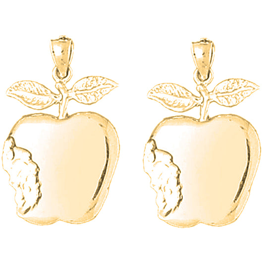 Yellow Gold-plated Silver 26mm Apple Earrings