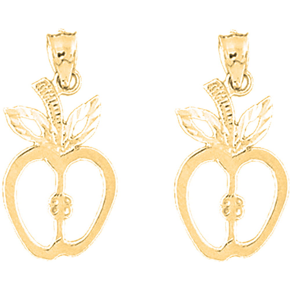 Yellow Gold-plated Silver 26mm Apple Earrings
