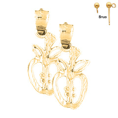 Sterling Silver 21mm Apple Earrings (White or Yellow Gold Plated)