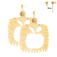 Sterling Silver 17mm Apple Earrings (White or Yellow Gold Plated)