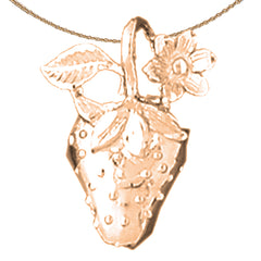 10K, 14K or 18K Gold Strawberry Pendant