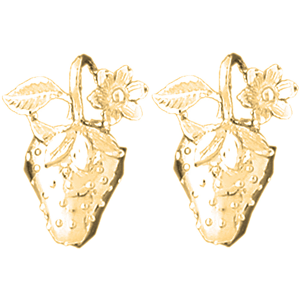 Yellow Gold-plated Silver 20mm Strawberry Earrings