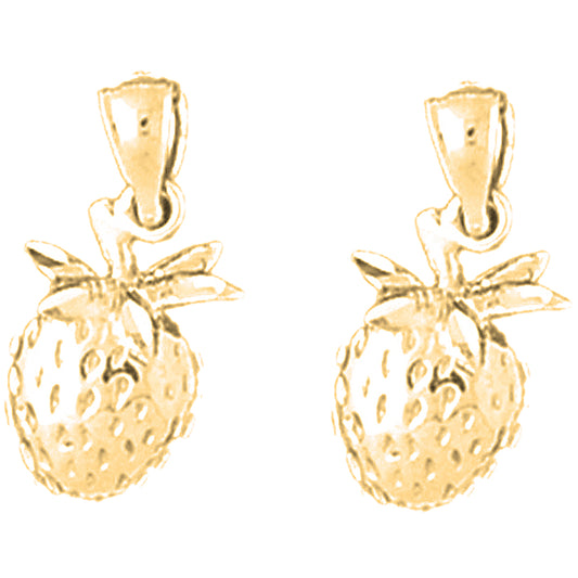 Yellow Gold-plated Silver 18mm Strawberry Earrings