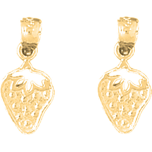 Yellow Gold-plated Silver 17mm Strawberry Earrings
