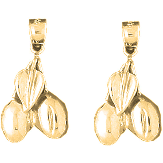 Yellow Gold-plated Silver 25mm 3D Cherries Earrings