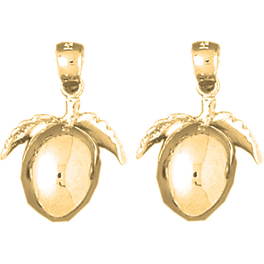 Yellow Gold-plated Silver 22mm 3D Plum Earrings