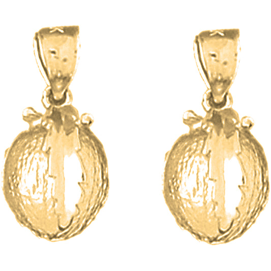 Yellow Gold-plated Silver 19mm 3D Orange Earrings