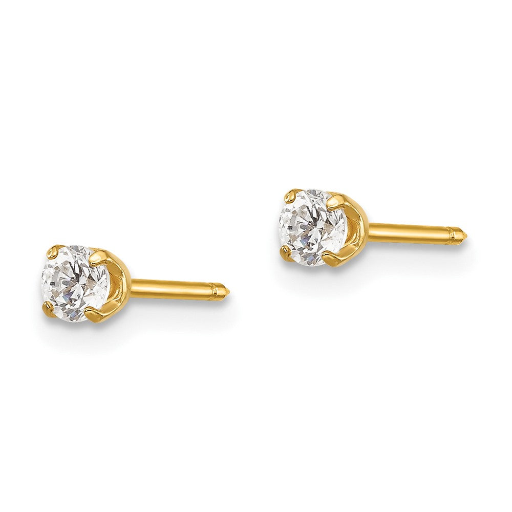 Inverness 14K Yellow Gold 3mm CZ Long Post Earrings