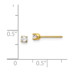 Inverness 14K Yellow Gold 3mm CZ Long Post Earrings