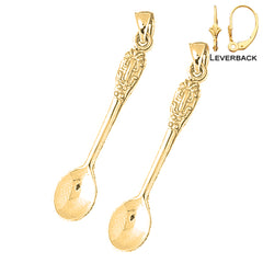 Sterling Silver 39mm Spoon Earrings (White or Yellow Gold Plated)