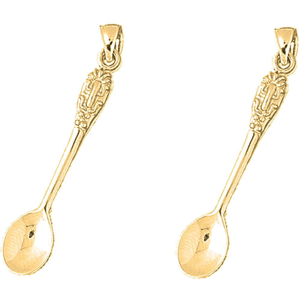 Yellow Gold-plated Silver 39mm Spoon Earrings