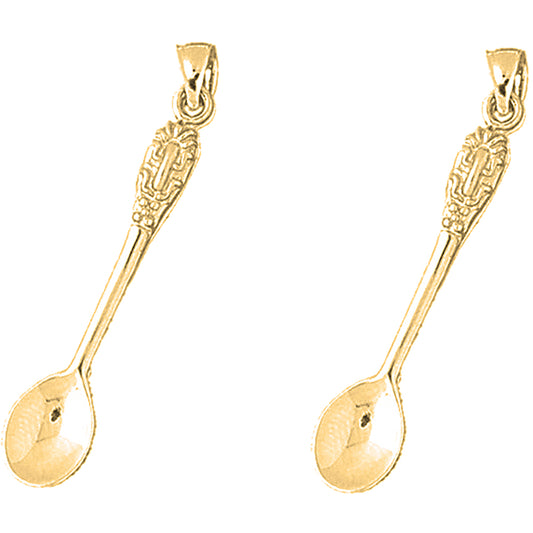 Yellow Gold-plated Silver 39mm Spoon Earrings