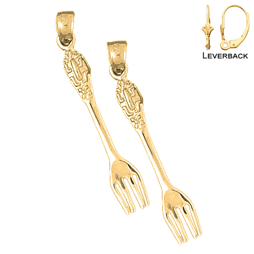 14K or 18K Gold Fork Earrings