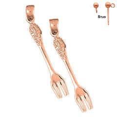 14K or 18K Gold Fork Earrings