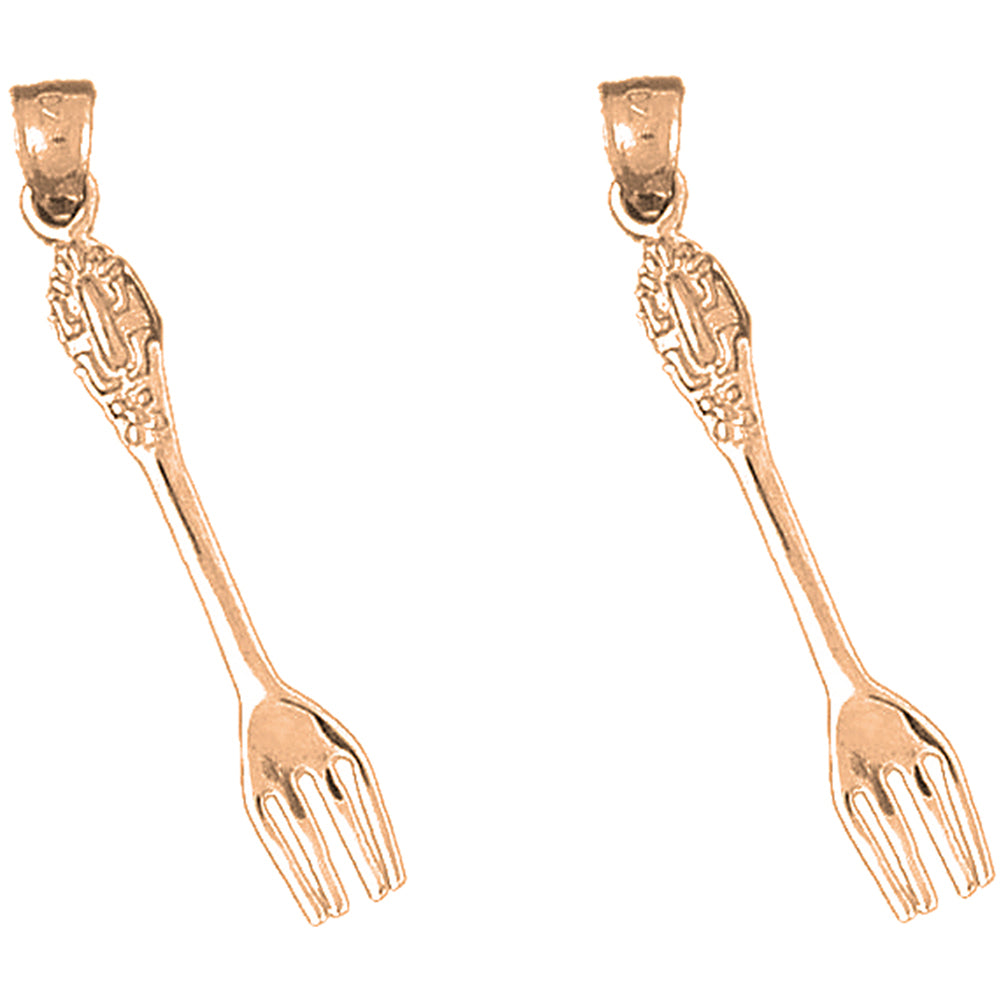 14K or 18K Gold 39mm Fork Earrings