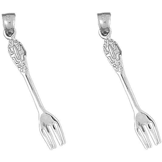 Sterling Silver 39mm Fork Earrings
