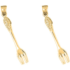 14K or 18K Gold 39mm Fork Earrings