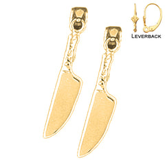 14K oder 18K Gold 25mm Messer Ohrringe