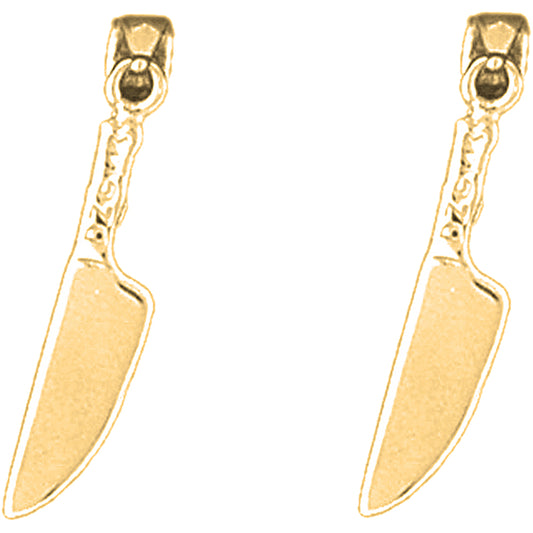 14K or 18K Gold 25mm Knife Earrings