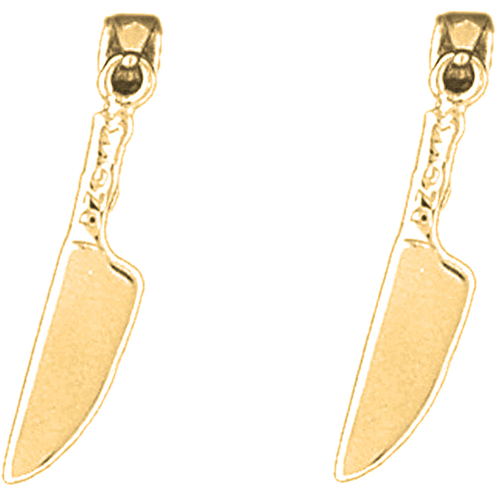 Yellow Gold-plated Silver 25mm Knife Earrings