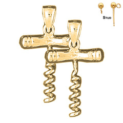 14K or 18K Gold 3D Cork Screw Earrings