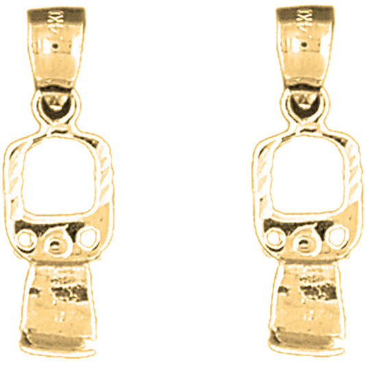 Yellow Gold-plated Silver 23mm 3D Can Opener Earrings