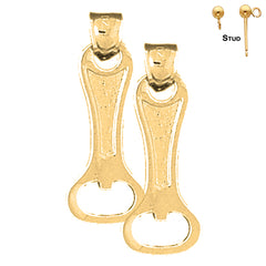 Sterling Silver 28mm 3D Can Opener Earrings (White or Yellow Gold Plated)