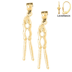 Sterling Silver 34mm 3D Nut Cracker Earrings (White or Yellow Gold Plated)