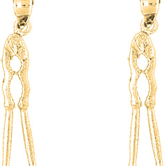 Yellow Gold-plated Silver 34mm 3D Nut Cracker Earrings