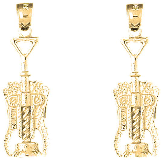 Yellow Gold-plated Silver 34mm 3D Cork Screw Earrings