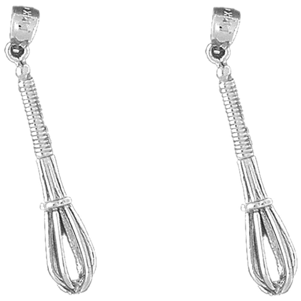 Sterling Silver 38mm 3D Whisk Earrings