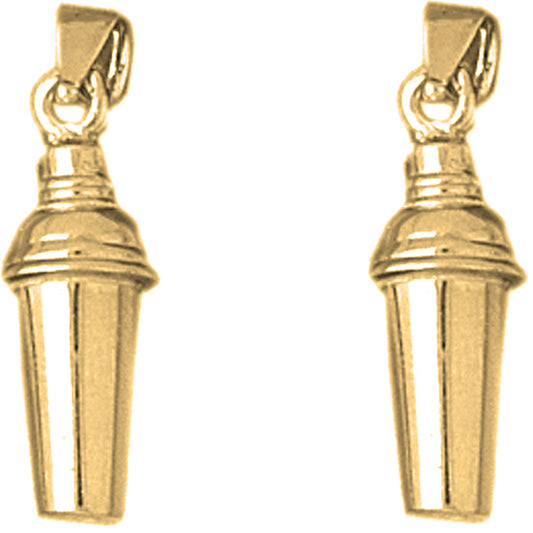 Yellow Gold-plated Silver 22mm 3D Martini Shaker Earrings