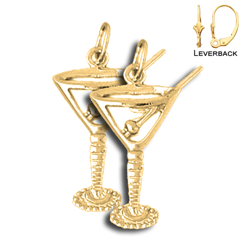 14K or 18K Gold 3D Martini Earrings
