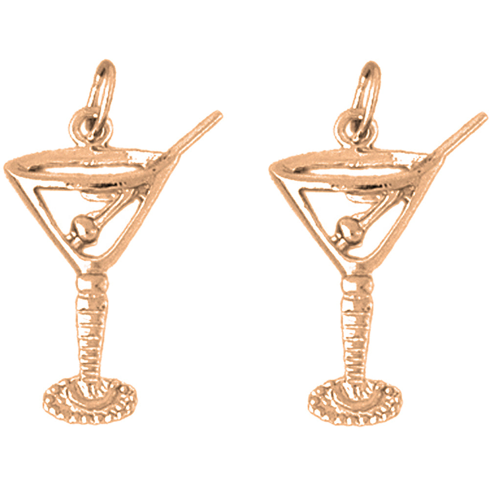 14K or 18K Gold 25mm 3D Martini Earrings