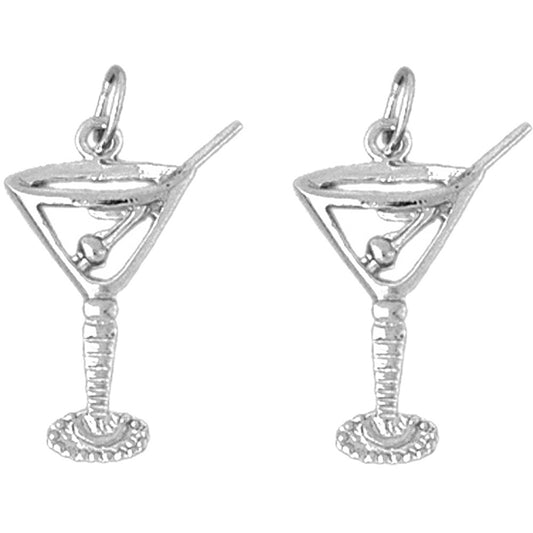 Sterling Silver 25mm 3D Martini Earrings