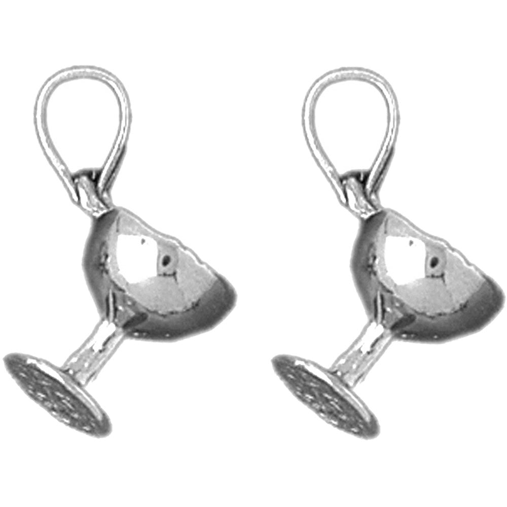 Sterling Silver 19mm 3D Wine Glass Earrings