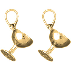 Yellow Gold-plated Silver 19mm 3D Wine Glass Earrings