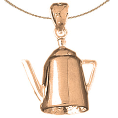 10K, 14K or 18K Gold 3D Water Kettle Pendant